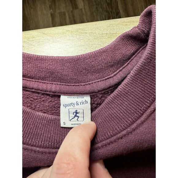 Sporty & Rich Burgundy Wellness Ivy Crewneck Sweatshirt Men's Size Small - Picture 4 of 7